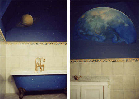 space planet bathroom theme